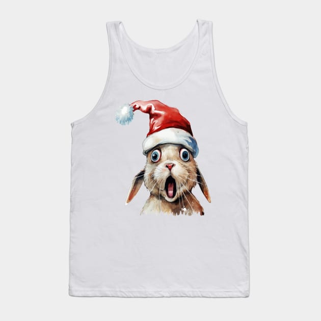 Funny Christmas Rabbit Face Tank Top by Chromatic Fusion Studio